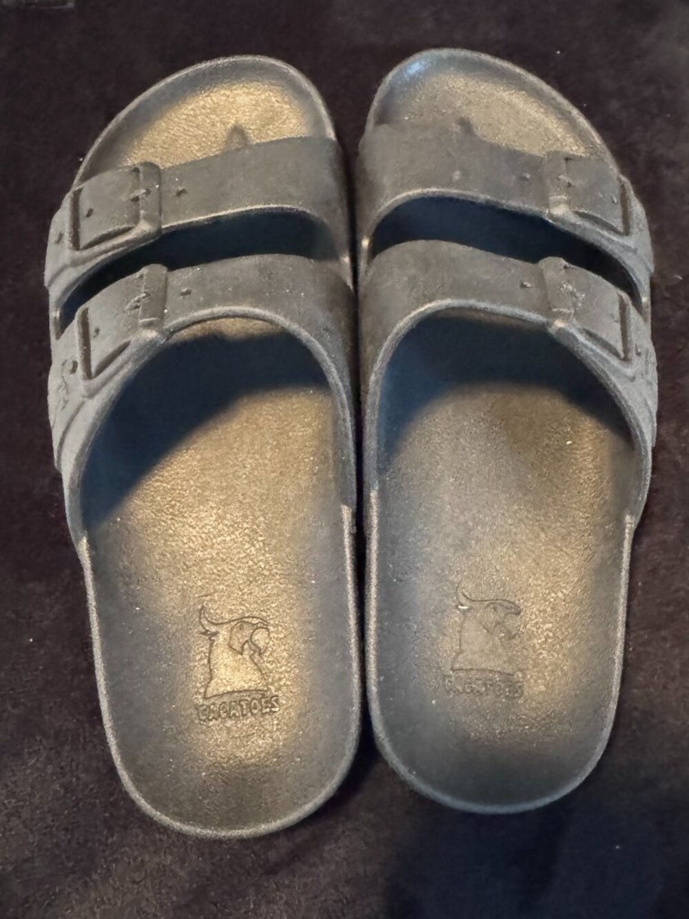 Cacatoès Girls' Olive Sandals (Two-strap, double-buckle slides), Size: Girls 4/5
